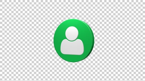 Minimalist 3D Rotating Person Icon Animation with Green Circle