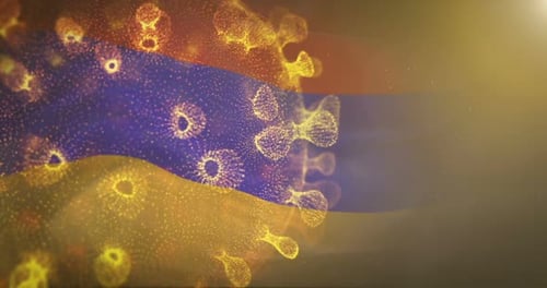 Armenia Flag With Corona Virus Bacteria