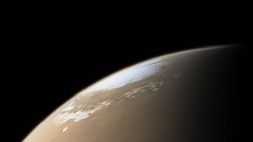 Planet Mars Slowly Rotating in Outer Space