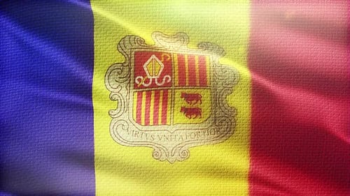 Realistic Waving Fabric Flag of Andorra