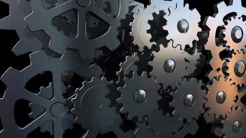 3D Animation of Interlocking Gears for Industrial and Business Concepts