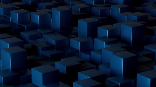 Animated Blue Cubes Geometric Loop Background