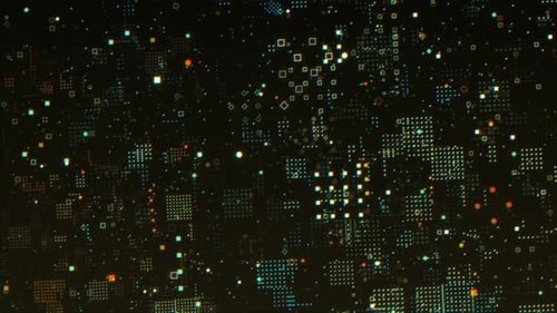 Animated Digital Technology Background with Glowing Geometric Particles