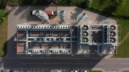 Industrial Building With Fans On Roof