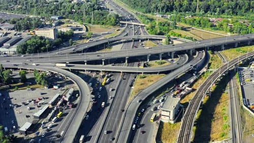 Traffic Transport Cars Aerial Morning City Road