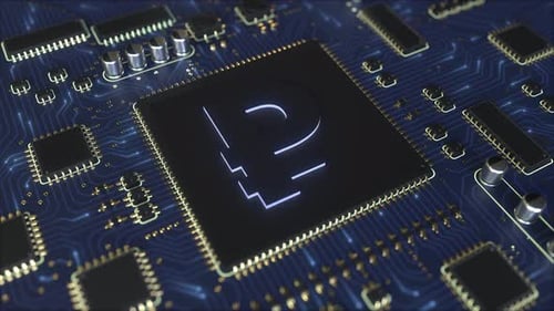 Russian Rouble RUR Currency Symbol on a Chipset