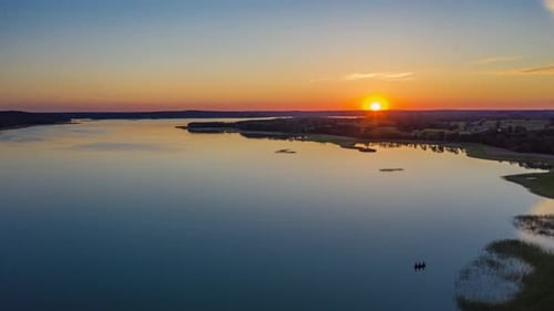 Tranquil Lake at Sunset from Above