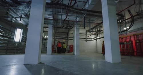 Workers Entering Power Plant Workshop