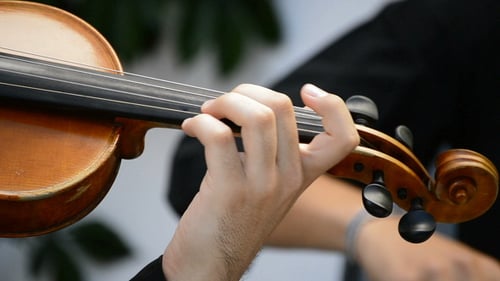 Close-Up of Violinist Playing Classical Music