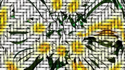 Arte de cuadrícula botánica Flores blancas Renderización digital