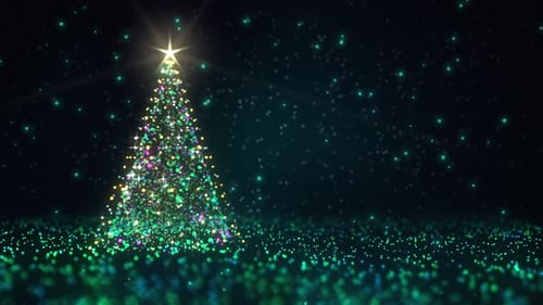 Sparkling Christmas Tree Animation with Glittering Particles