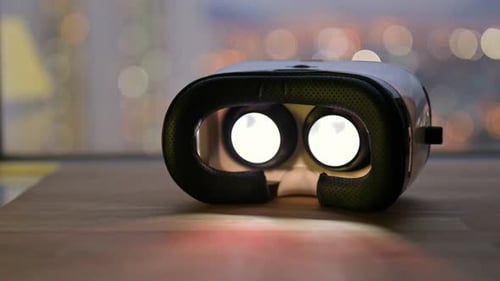 Illuminated VR Headset with Bokeh City Lights