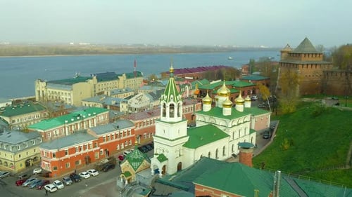 A Flight Over a White Orthdox Church