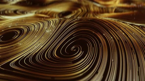 Golden Abstract Flowing Lines Particle Field Background