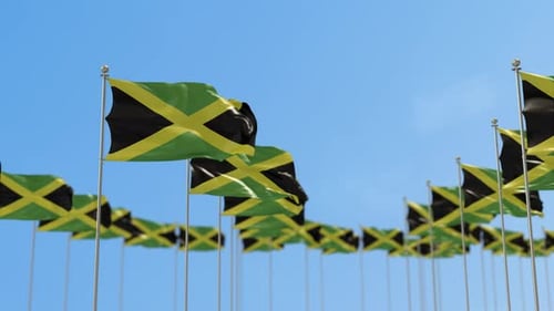 Realistic Waving Jamaican Flags 3D Animation