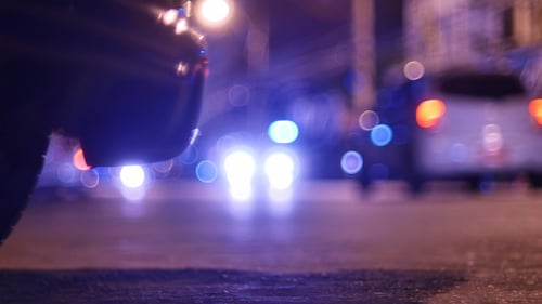 Defocused City Street Lights Bokeh at Night