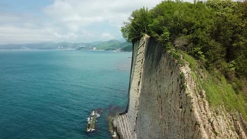Drone View of Rocks Nature Sea and Water Skala Kiseleva is a Natural Monument on the Territory of