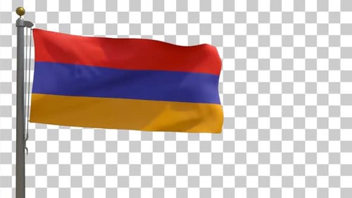 Armenian National Flag Waving Seamless Loop with Alpha Channel