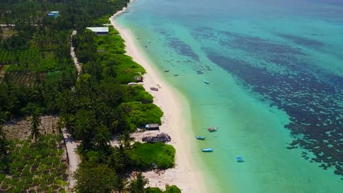 Drone view landscape of marine tourist beach journey by ocean and sand background