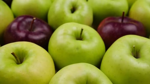 Close Up of Fresh Green and Red Apples