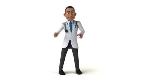 Animated 3D Cartoon Doctor Character Dancing and Pointing