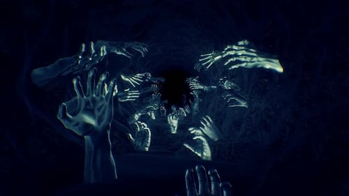 Eerie Spectral Hands Reaching From Dark Tunnel Horror Loop