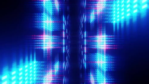 Neon Light Grid Abstract Digital Tunnel Animation