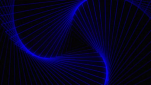 Abstract Blue Neon Geometric Swirling Tunnel Loop Background