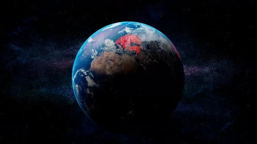 Animated 3D Earth with Spreading Red Global Data