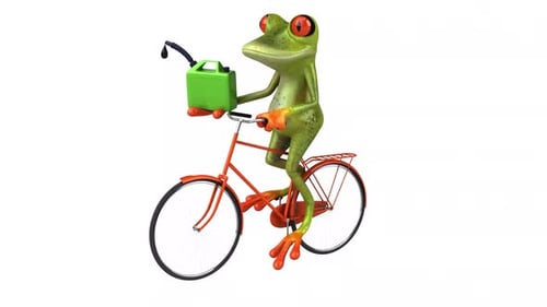 Fun frog on a bicycle - Digital animation