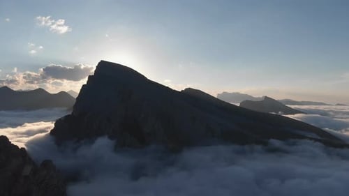Aerial View of Fog in the Mountain Gorge.