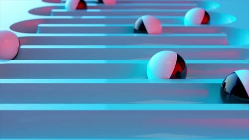 Bright Colorful Background with Rolling Balls Along the Paths