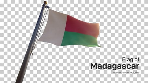 Realistic Madagascar Flag Waving in Dynamic Wind Animation