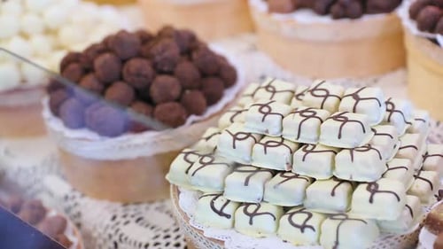 Chocolate Store. Chocolate Sweets On Shelves In Shop