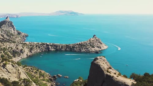 Scenic Spots on the Black Sea Bay with Turquoise Water Aerial View