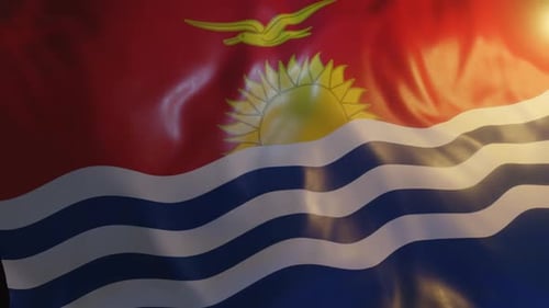 Realistic Kiribati Flag Waving in Slow Motion