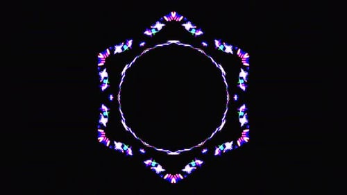 Abstract moving graphic background. For show, colorful animated bright Ornaments. pentagon shape