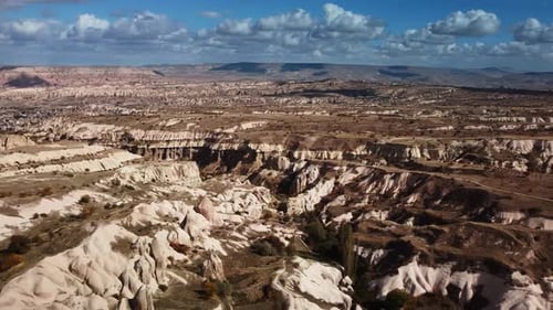 Spectacular Scenery of Valley with Volcanic Formations and Limestone Mountains in Cappadocia