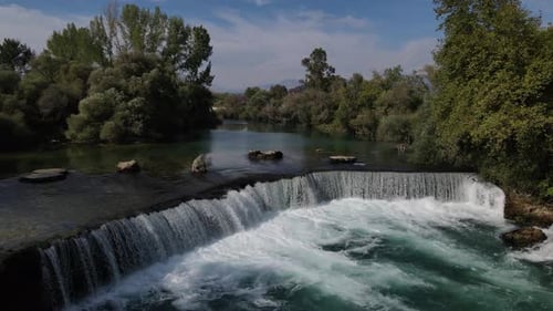 Still Image of Waterfall Flow with Drone