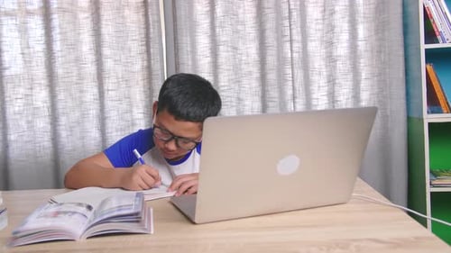 Asiatischer Junge online lernen