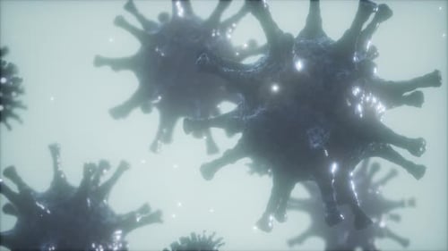 Bactéries, virus ou germes, cellules de microorganismes au microscope avec profondeur