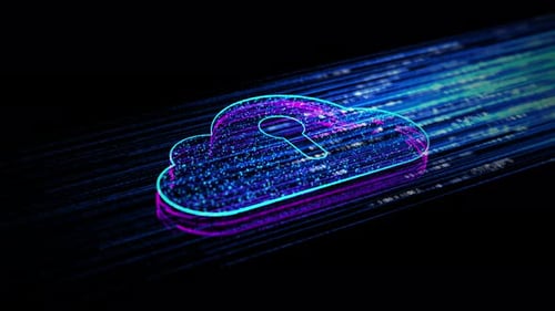 Futuristic Cloud Data Security Animated Network