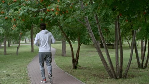 Man Running in Park at Summer Day