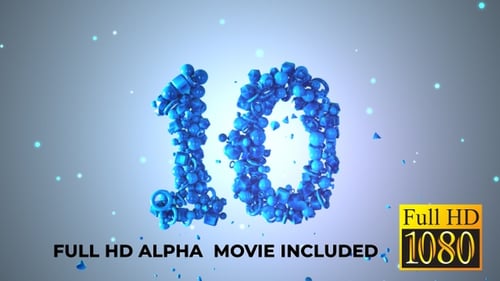 Dynamic 3D Geometric Blue Number Countdown