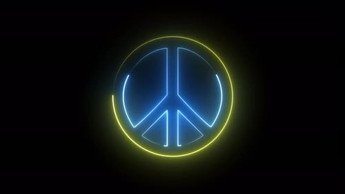 Animated Neon Peace Sign Drawing Reveal