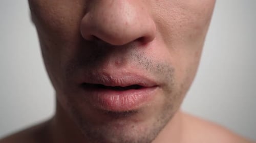 Close Up of Man Vaping Electronic Cigarette
