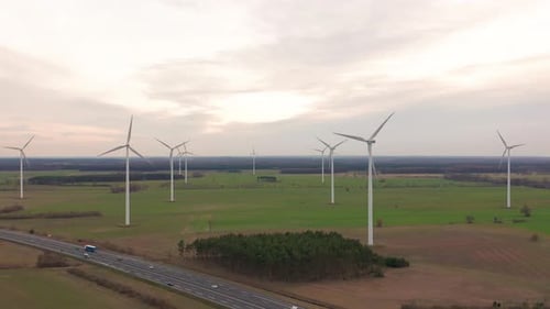 Windmill Wind Power Technology - Aerial Drone View on Wind Power, Turbine, Windmill, Energy