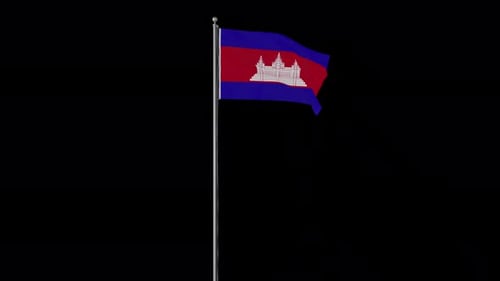 Cambodia National Flag Waving in Realistic Style