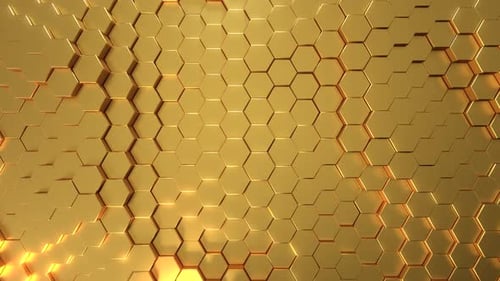 Dynamic Golden Hexagon Wall Background Loop