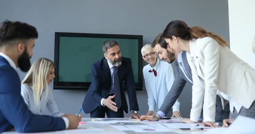 Group of Business People Have Meeting and Working in Modern Office